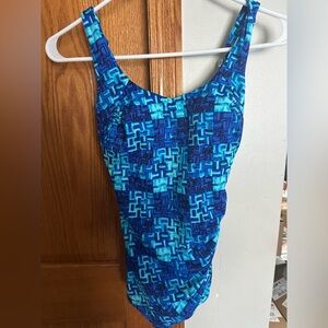Blue Geometric Women's One Piece Swimsuit